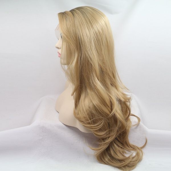 

энергичные длинных ombre коричневой белых волнистые парик blonde косплей daily партия синтетические парики для парика волос черных женщин вы, Black