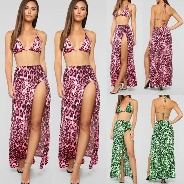 

3pcs womens push up bikini set with cover up leopard dress swimwear two-piece swimsuit beachwear females bikini 2019, White;black
