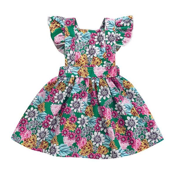 

summer girls dress foral dress baby backless bow-knot cotton party wedding children's wear for 1-5t, Red;yellow