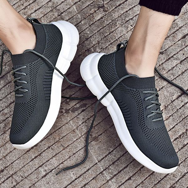 

high elasticity sock running shoes men mesh slip on sport shoes man black sneakers breathable fitness footwear non-slip