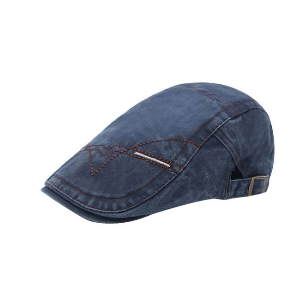 

2019 golf driving flat beret denim hat cotton casual visor cap men vintage outdoor sun breathable bone brim hats harajuku solid, Blue;gray