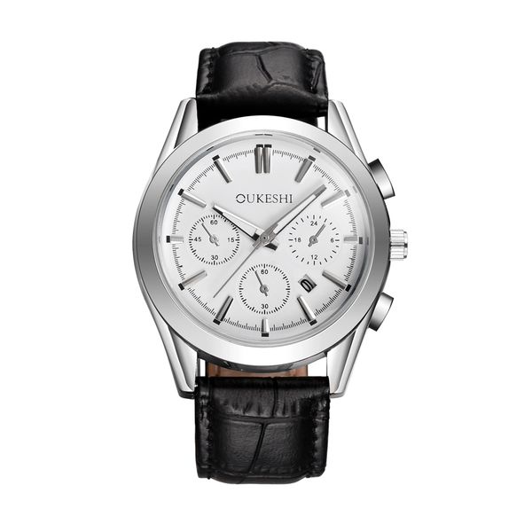 

oukeshi mens watches fashion men business waterproof calendar quartz wristwatches relogio masculino, Slivery;brown