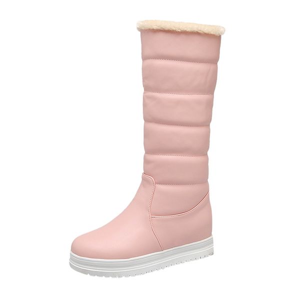 

women's winter slip-on long tube snow boots waterproof non-slip warm booties, Black
