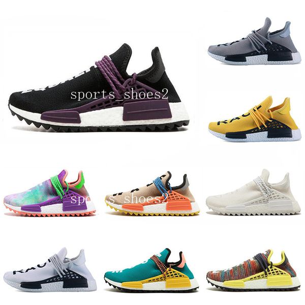 

2019 человеческая раса hu trail pharrell williams мужчины женщины бегун обувь ботаник черный синий мужские тренеры мода спорт бегун кроссовк