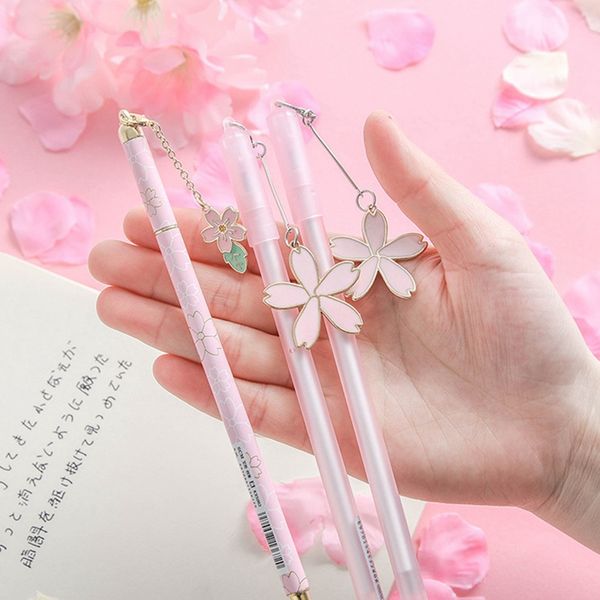 

1pc cherry blossoms sakura pendant gel pen promotional gift stationery school & office supply for students
