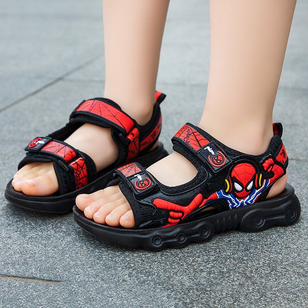 

2020 summer boys sandals toddler kids shoes fashion soft hook loop garden sandalias de verano para baby boy beach shoe, Black;red