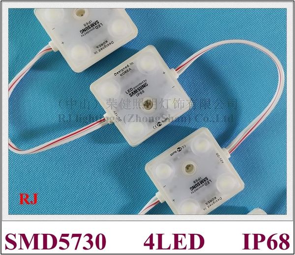 modulo LED ad iniezione guarnizione ad ultrasuoni IP68 modulo luce LED per insegna DC12V SMD5730 4LED 2W 220lm 41mm * 41mm * 8mm