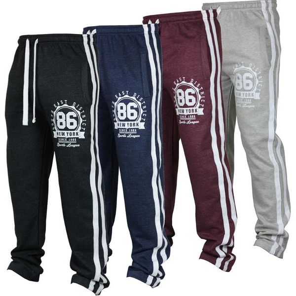 

men's pants cherrys men long sweatpants letter printed fitness workout joggers cotton soft belt style fashion loose outwear, Black