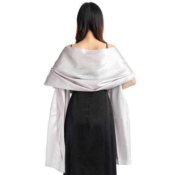 

satin bridal shawl wrap bolero de mariage 2019 white black bride wedding evening prom dress cape women plus size bolero, Blue;gray