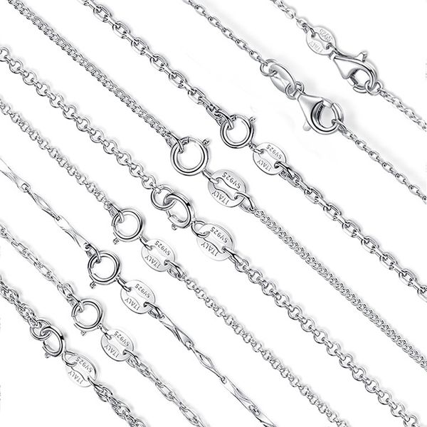 

belawang real 100% 925 sterling silver adjustable basic chain necklace for women lobster clasp simple necklace summer jewelry