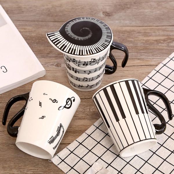 

couple music pattern ceramic cup creative musical mark water keyboard pair coffee