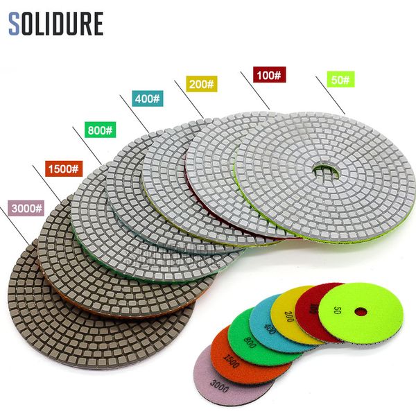 

1pc/lot order by grit 125mm wet polish pad with 3.0mm working thickness for marble polishing wet concrete granite sanding disc