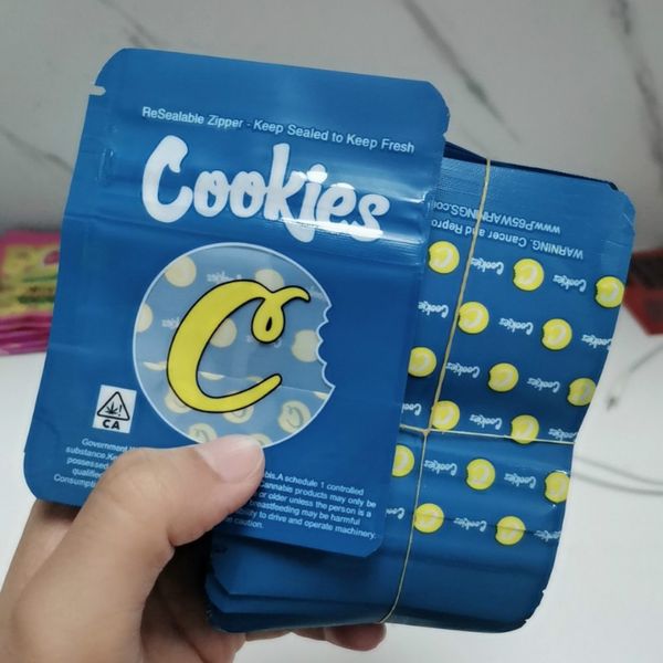 

packing bag cbd cookies california sf 8th 3.5g mylar childproof bags 420 packaging connected cookies bag size 3.5g-1/8 bags dhl