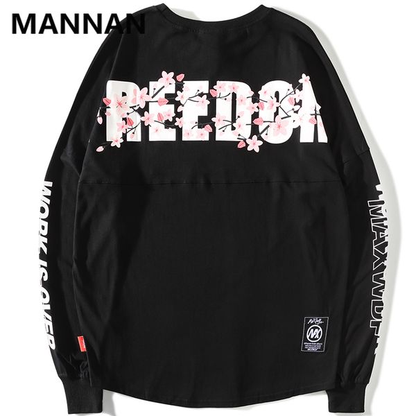 

mannan letter printed sweatshirts men autumn harajuku streetwear casual cotton male pullover fashion oversized long sleeve 2019, Black