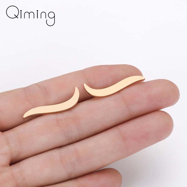 

eyebrow shaped stud earrings women geometric bar ear climber piercing simple earring party minimalist jewelry birthday gift, Golden;silver