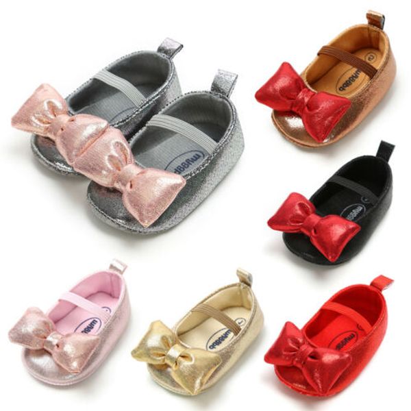 

pudcoco 0-18m newborn toddler baby girl shoes kids girls bowknot wedding princess party shoes, Black;grey
