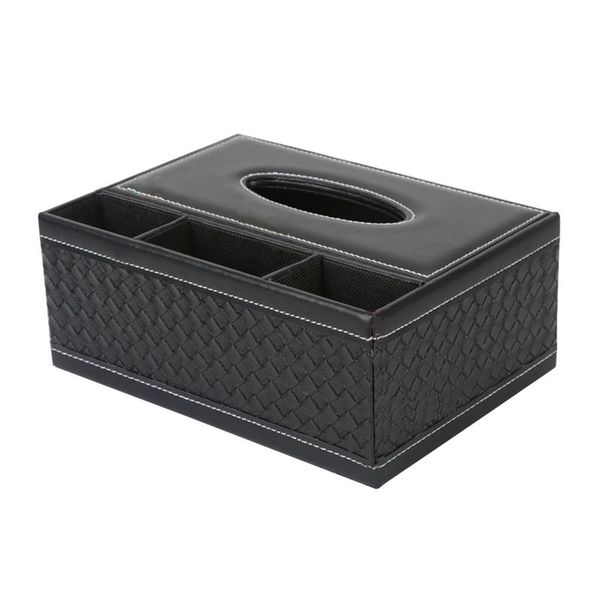 

multifunction pu leather pen pencil remote control tissue box holder desk storage box container (black 2