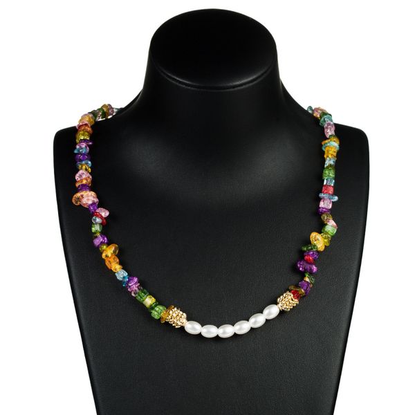 

find me bohemia colorful beaded necklace women imitation pearl alloy necklace 2019 new sweater chain fashion jewelry accessories, Silver