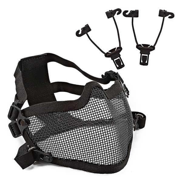 

outdoor riding half face mask sunscreen breathable soft mesh mouth protector for outdoor sports hiking cycling helmet headwear, Black