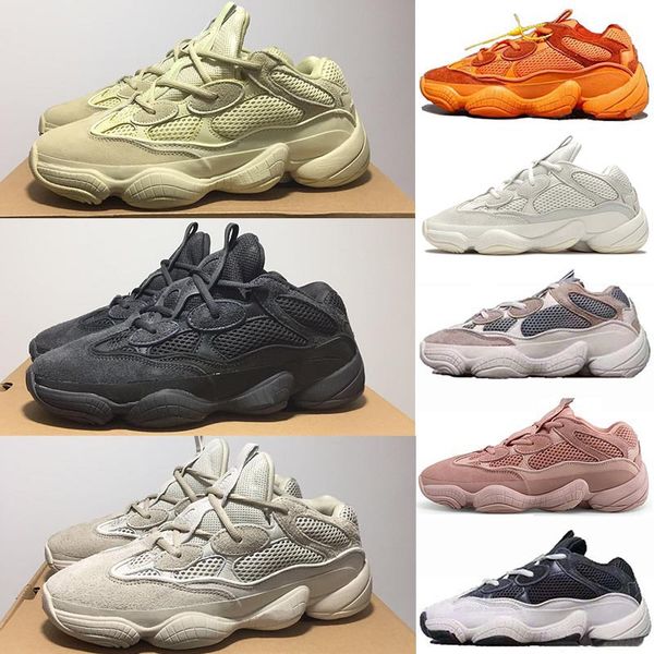 

New Bone White Desert Rat 500 Mens Designer Sneaker Kanye West 500s Blush Supermoon Yellow Utility Black Salt Cow Leather Sports Shoes 36-45