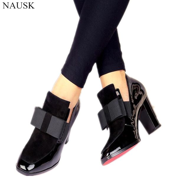 

New 100 red bottom ole high heel pump quare toe genuine leather hoe women ladie black chau ure femme