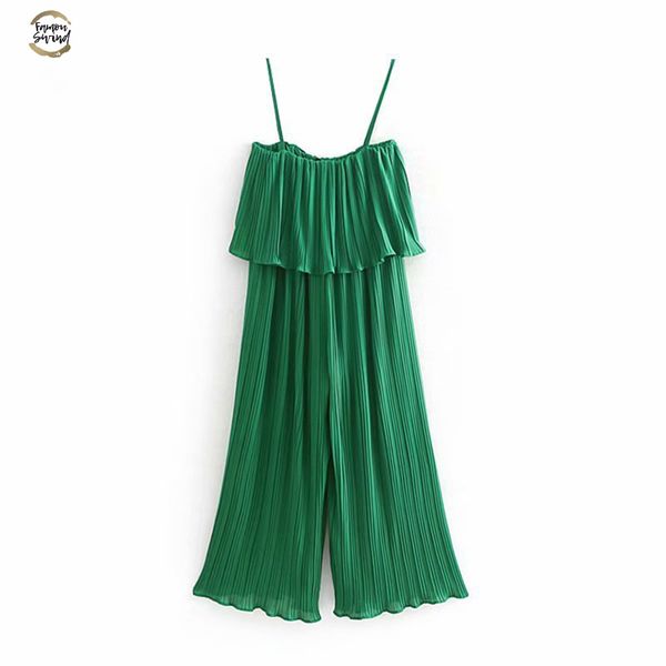 

popular new spring summer 2019 womens clothing the european and american wind snow spins condole belt jumpsuits pleating cw9010, Black;white