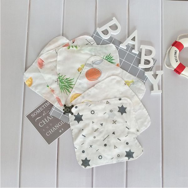 

baby four-layer gauze small square thin baby cotton saliva button scarf scarf button newborn bib