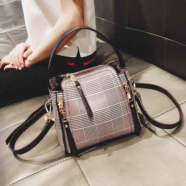 

small bag tide handbag check single shoulder messenger bucket woman package