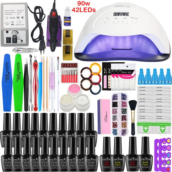

nail set manicure extensions brush tools gel acrylic varnish 20/10 colors 36/54/90w led uv lamp dry professional manicure set