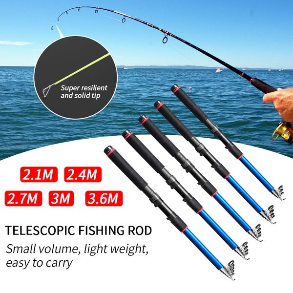 

2.1-3.6m portable carbon fiber fishing rods travel retractable folding poles outdoor fishing rods thick hard
