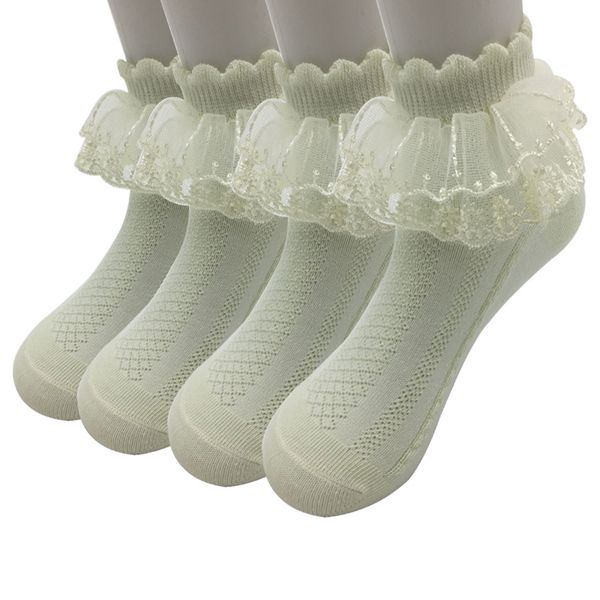 

4 pairs / lot summer new girls socks cotton mesh lace candy color children socks 1-12 year kids socks for girls, Pink;yellow
