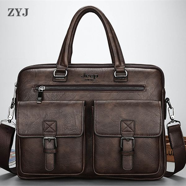 

zyj men business travel leather lapbriefcase male bags causal sling messenger shoulder portfolio briefcase bag handbag bolsa