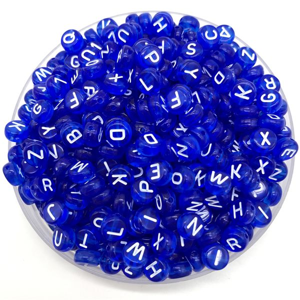 

100pcs 7mm letter beads blue mix oval shape 26 alphabet charms diy beads for bracelet necklace jewelry making