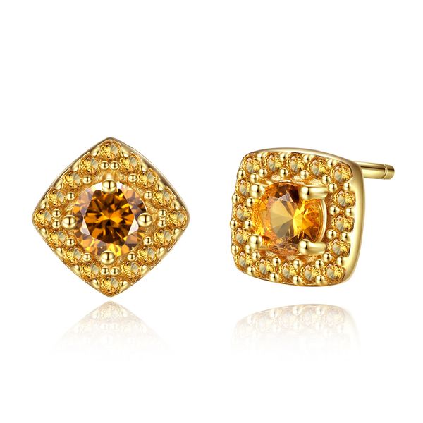 

jarry 925 sterling silver citrine stud earrings for women yellow crystal 18k gold plated women earring jewelry orecchini se0116, Golden;silver