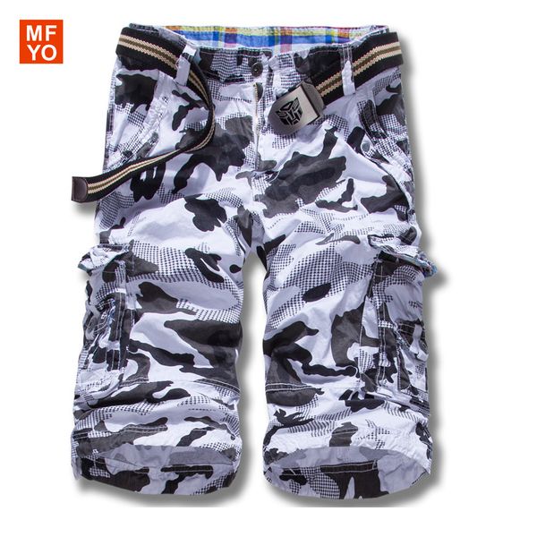 

2016 new arrival shorts men summer camouflage mens shorts pockets casual loose army cargo combat bermuda plus size 29-38, White;black