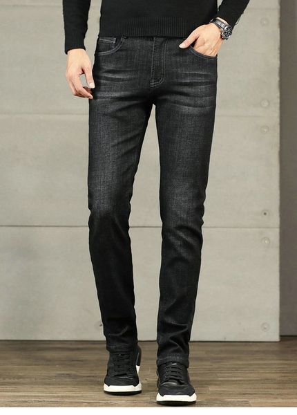 

amn italian classic brand jeans mens designer jeans fashion casual pants luxury loose pants trend slim jeans boutique trousers, Blue