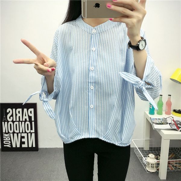 

новый стиль сыпучие-fit для похудения stripes стенд воротник рубашки, White