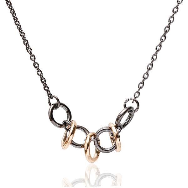 

personality fashion zinc alloy pendant necklace black color cold personality circle geometric neutral jewelry necklace perfume, Silver