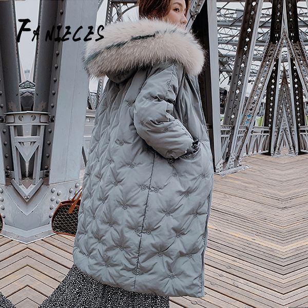 

plus size women warm down overcoat winter jacket 2019 new hooded with fur collar female coat long outwear parka kurtka damska, Tan;black