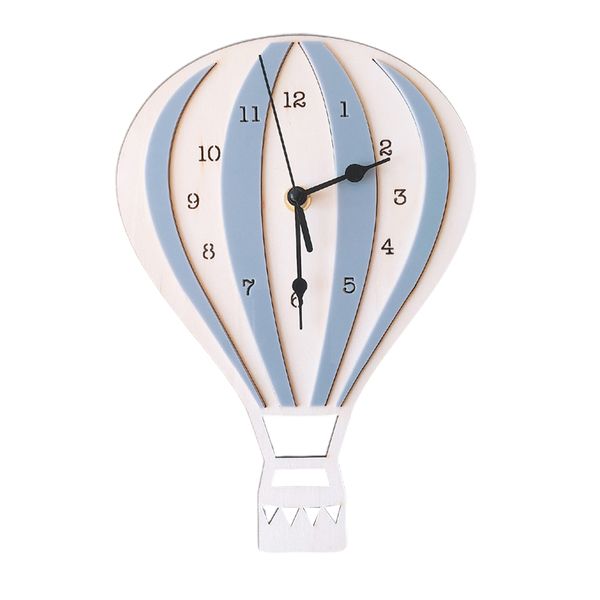

wooden wall clock school mute nordic style craft living room easy install air balloon shape kids bedroom home decor office