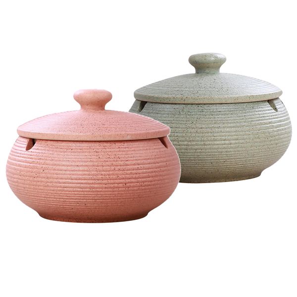 

2pcs керамические пепельницы с крышкой круглые сигары пепельница ash держатель для домашнего офиса