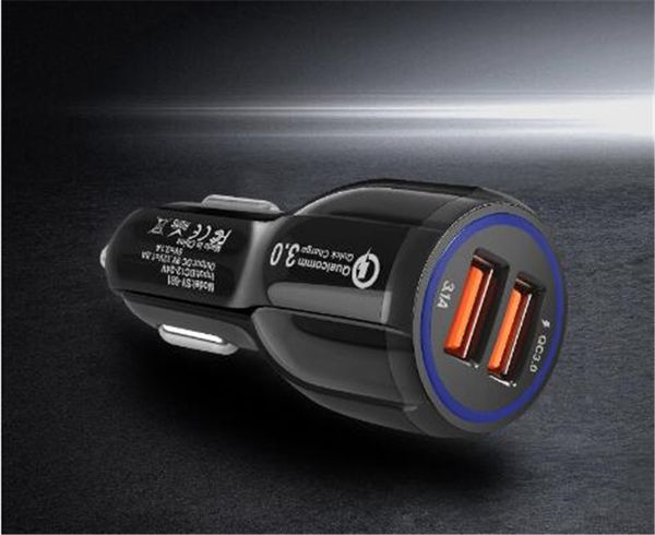 

mini usb car charger universal 3.0 qc 3.0 fast charging adapter dual usb car-charger