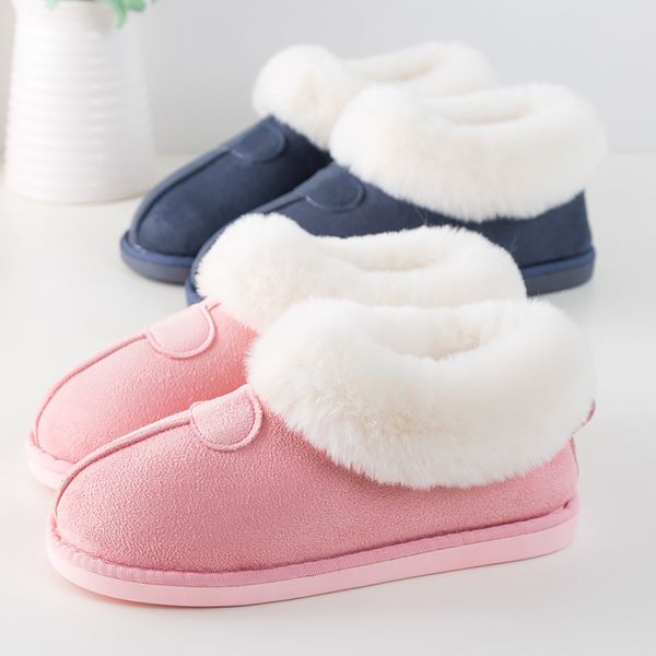 

coslony women's slippers winter plus size 43-46 fur slides sewing flat shoes for girl plush suede keep warm pink shoes casual, Black