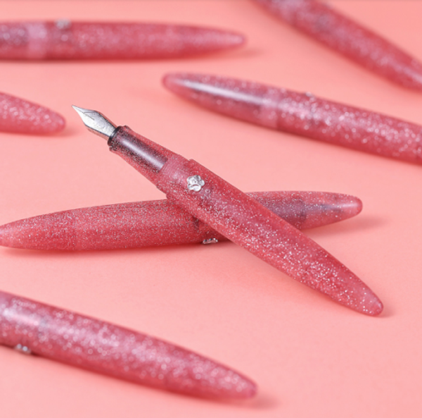 

liy rose glitter fountain pen ef f nib schmidt nib stationery office school supplies