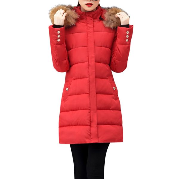 

sagace new parkas female women winter coat thickening cotton winter jacket fashion hair collar zip slim outwear parkas sep 24, Black