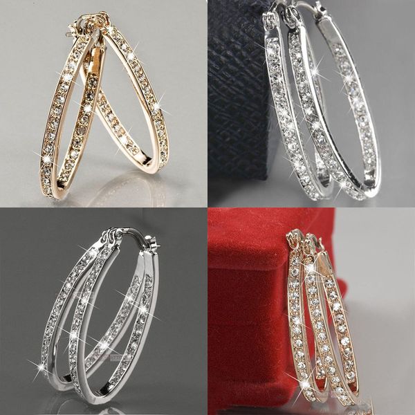 

горный хрусталь уха круг преувеличение круглый женщина личность серьги женщин дизайнер стад чешские серьги, Silver