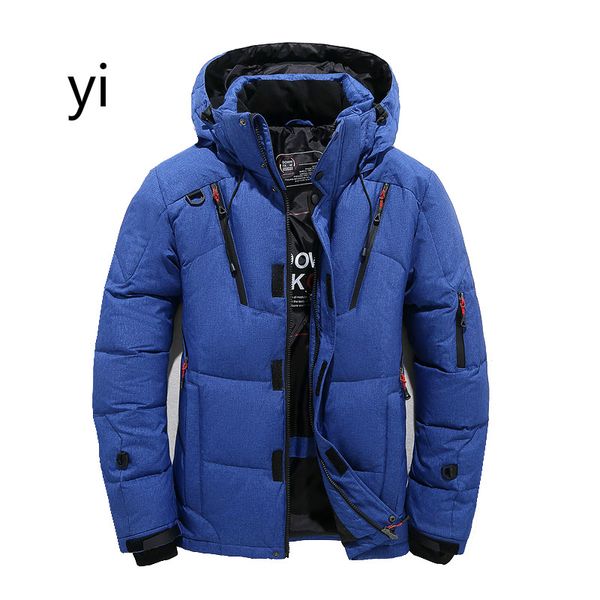 

yi 2019 new men hooded thicken duck down parka coat casual slim down mens overcoat with, Black