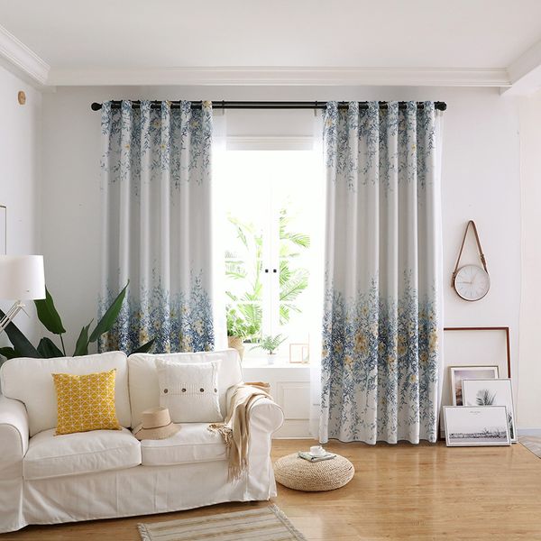 

modern floarl bedroom blackout curtains modern gradient blue mountain scenic pattern curtain for living room panel &40