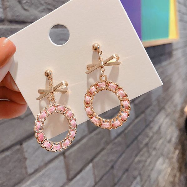 

2019 fashion bow earrings two wear temperament korean earrings fine jewelry for women cloth geometry braided, Silver