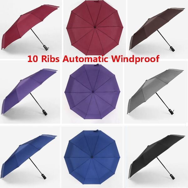 

new large automatic windproof rain umbrella 10 ribs compact folding travel golf umbrella with coating business umbrellas fa2700